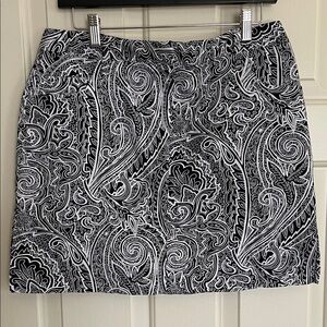 Bamboo Traders Black & White Paisley Mini Skort with front pockets &belt loops14